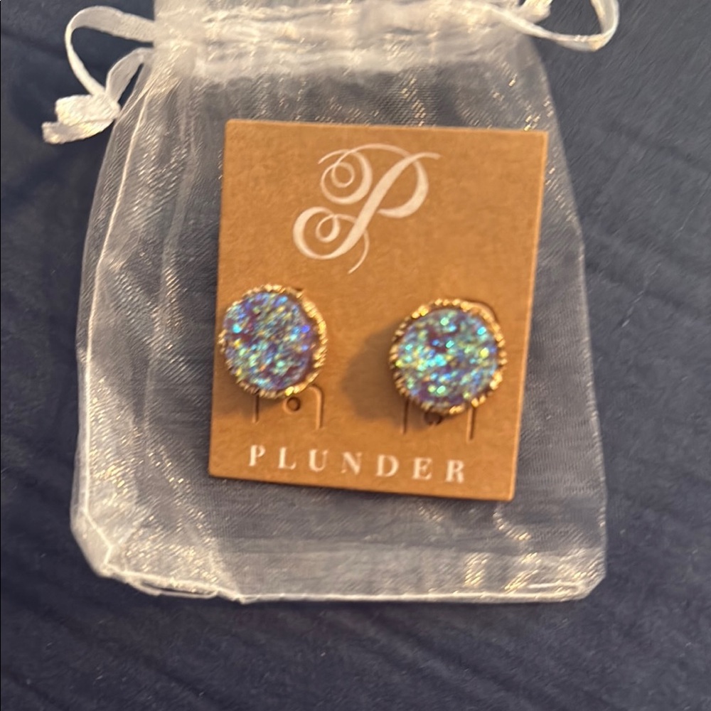 Plunder Iridescent Blue and Gold Earrings